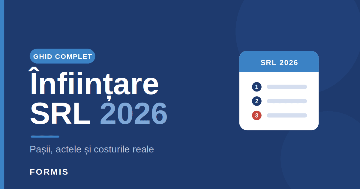 Antreprenor completând dosarul de înregistrare SRL online la ONRC în 2026, cu certificat de înregistrare și cod CAEN pe ecran